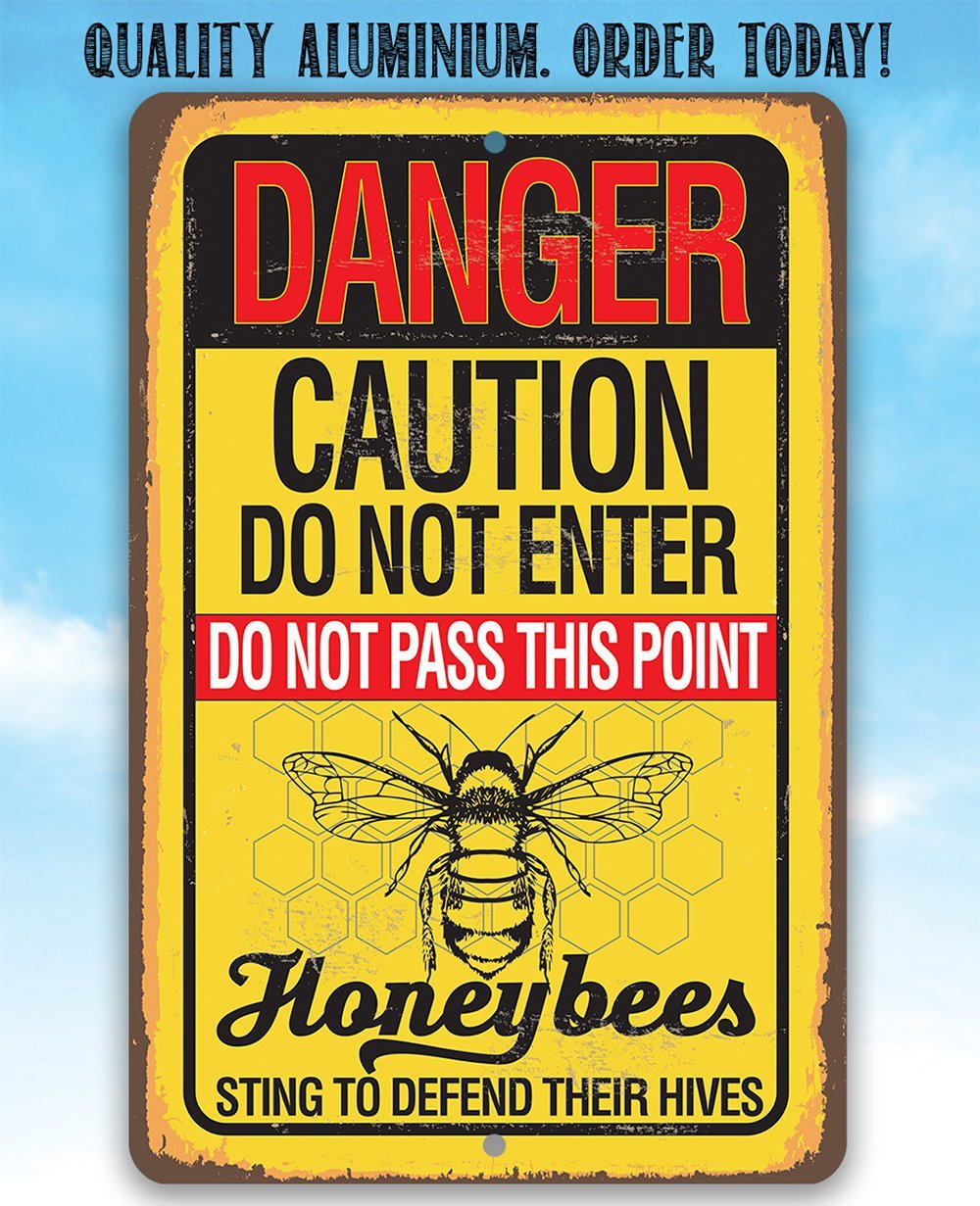 Caution Honeybees - Metal Sign