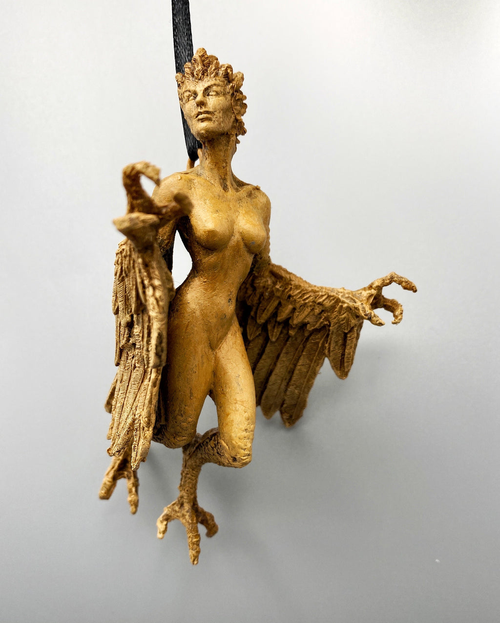 Harpy Ornament, Hand Painted Resin Sculpture | Mythical Creature Figurine | Unique Legendary Bird Woman Ornament. Fantasy Art Holiday Decor