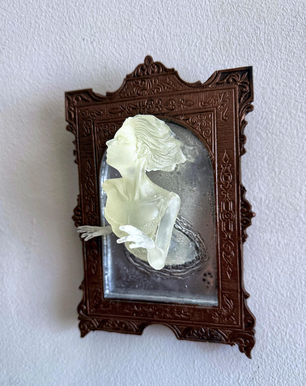 Ghost in the Mirror Wall Plaque Pair, Glow in the Dark Resin | Victorian Gothic Haunted Wall Art |  Gift for Halloween and Spooky Home Decor