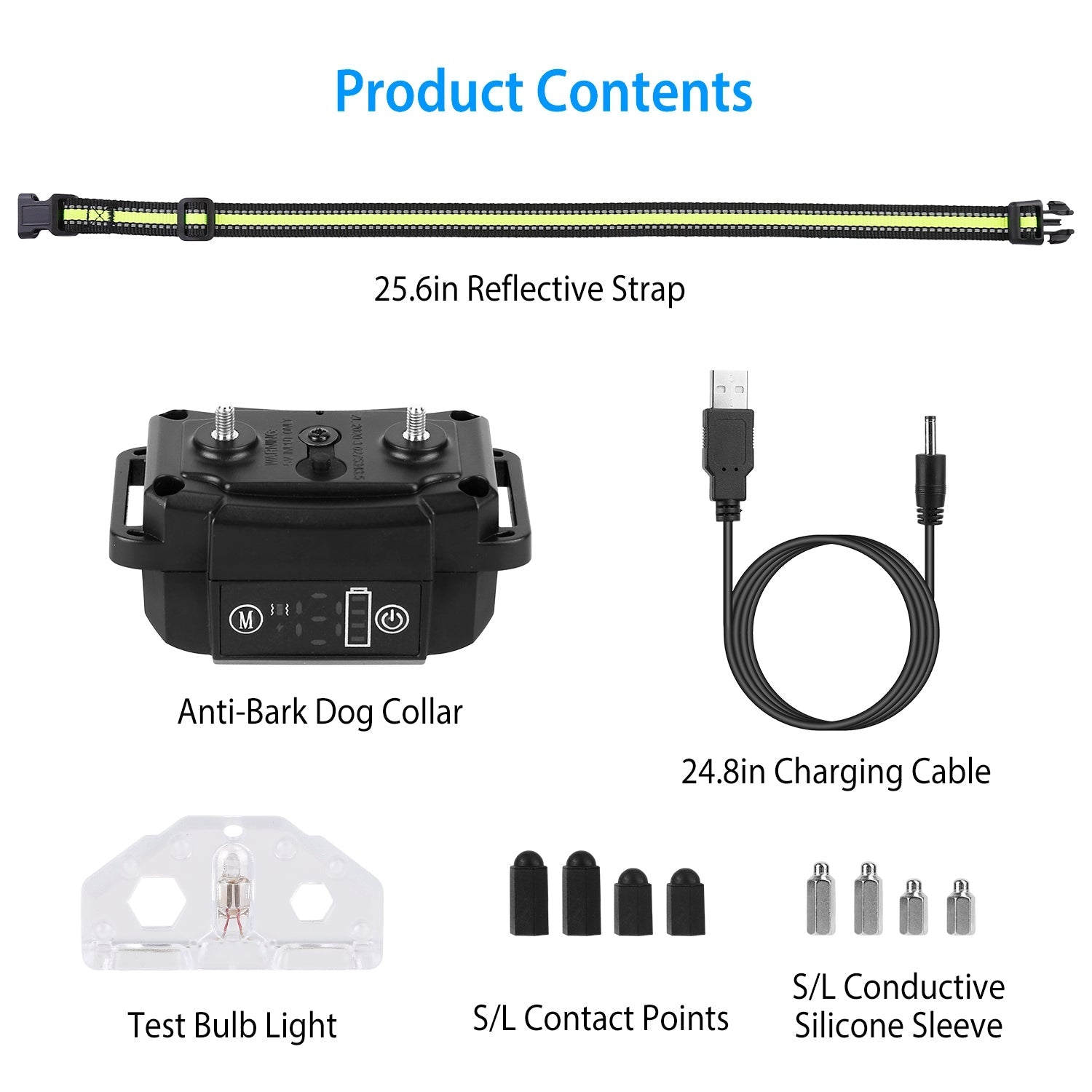 Dog Bark Collar Rechargeable Waterproof Beep Vibration Static Stimulation Bark Stopper Automatic Identification Collar with 6 Intensity Dual Modes