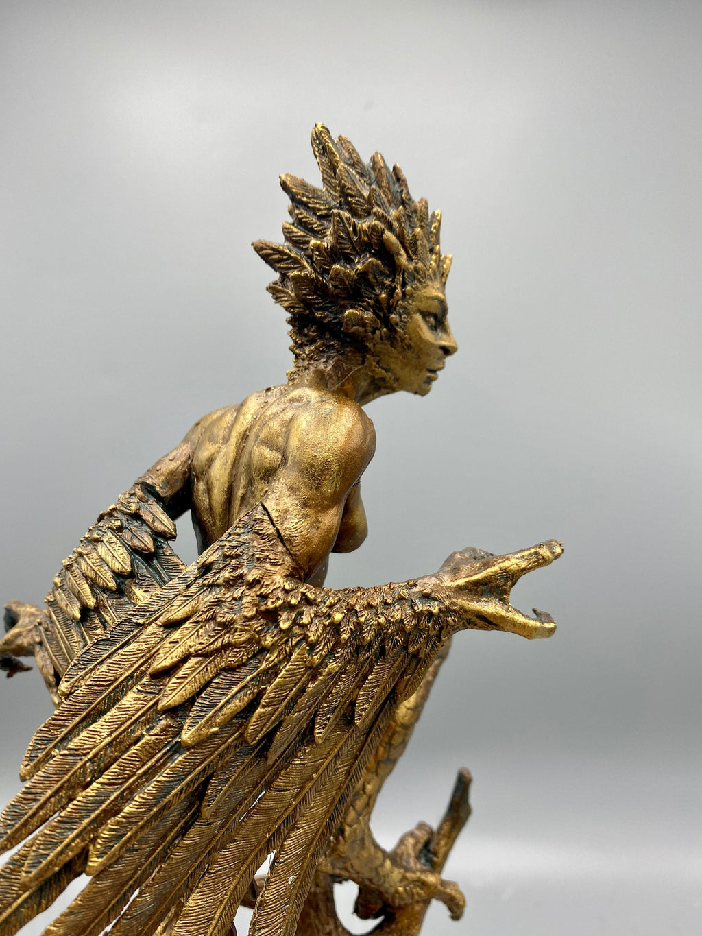 Harpy Statue, Hand Painted Resin Sculpture | Mythical Creature Figurine | Unique Legendary Bird Woman Figurine. Fantasy Art Decor