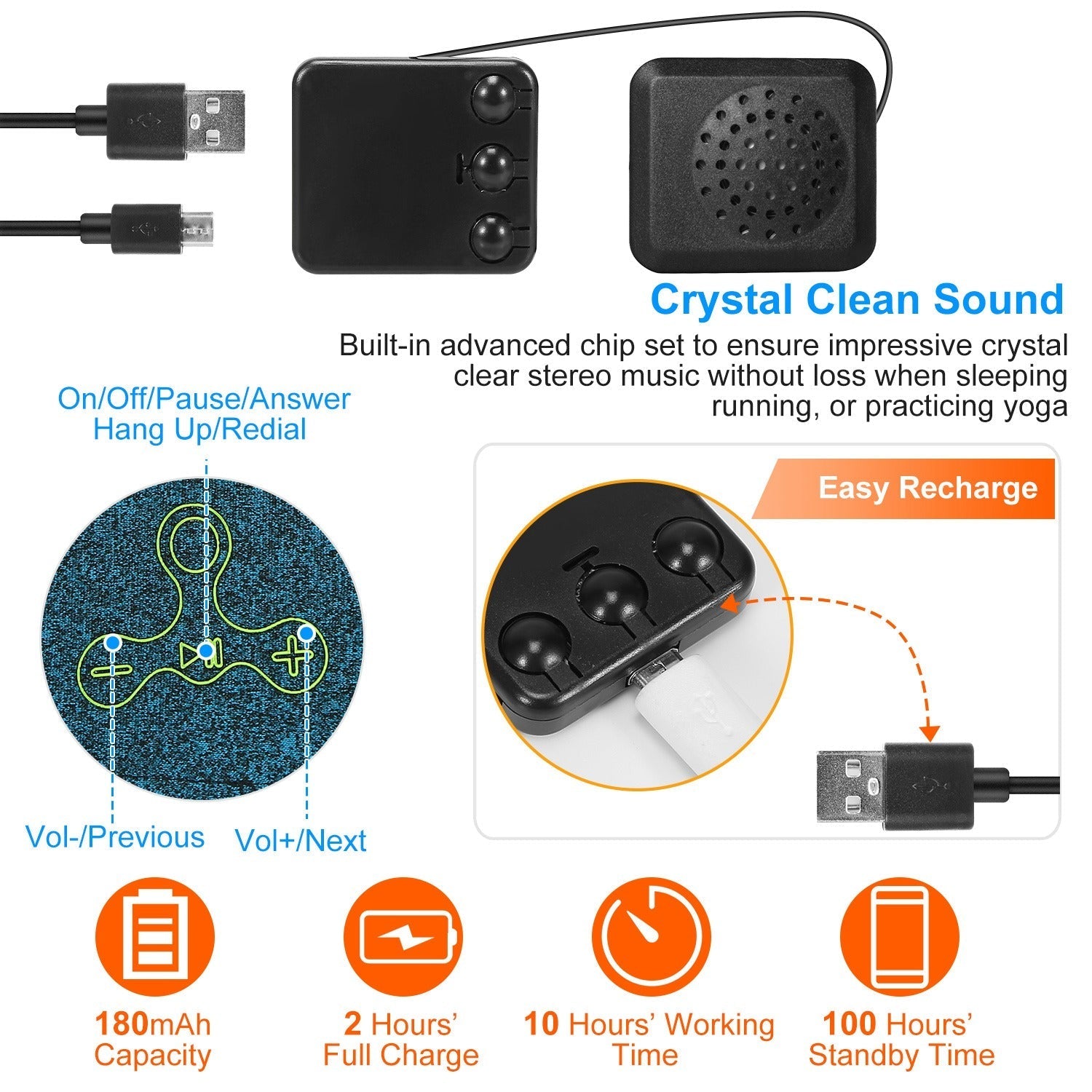 Wireless Sleep Headband with HD Speakers – for Workout, Jogging, Yoga