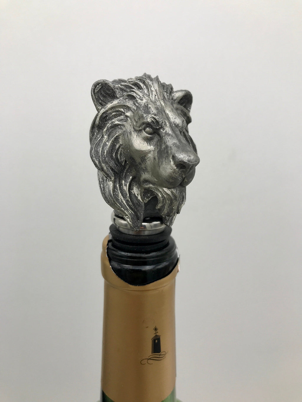 Lion Head Winestopper, Hand Sculpted Resin, Mythic Fantasy Art Barware | Gothic Lion Bottle Stopper | Fantasy Wine and Barware Gift