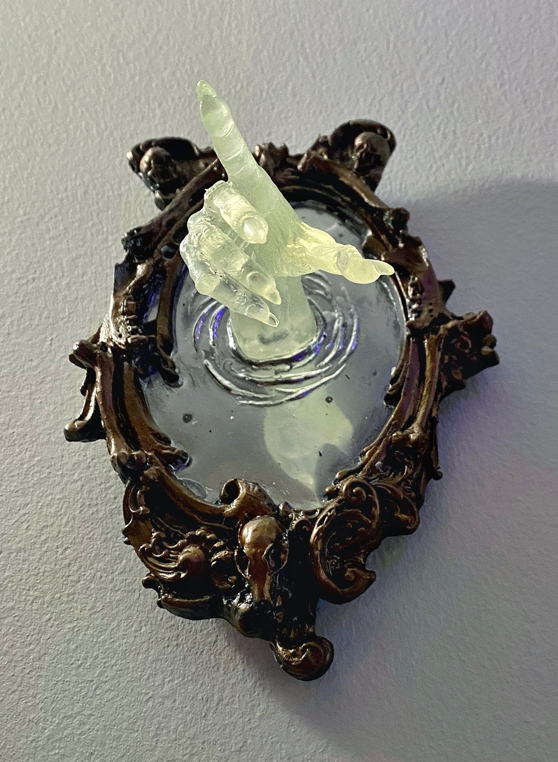 Spectral Hand Wall Plaque, Glow in the Dark Resin | Victorian Gothic Haunted Wall Art |Ghost Hand Gift for Halloween, Spooky Home Decor