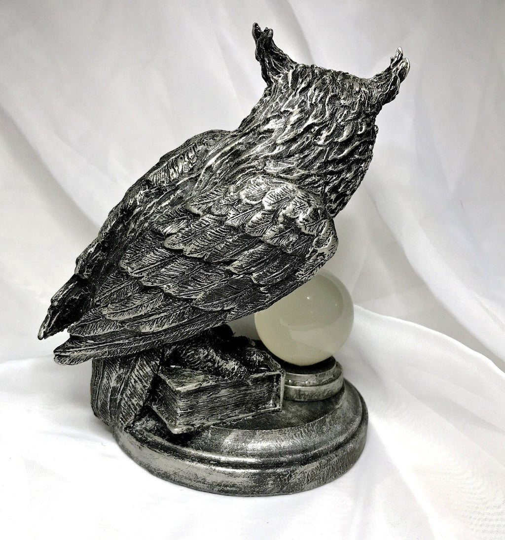 Horned Owl: Witch’s Familiar Statue, Hand Painted Resin Sculpture | Pagan Folklore Owl Figurine | Witchy Art for Gothic Home Decor