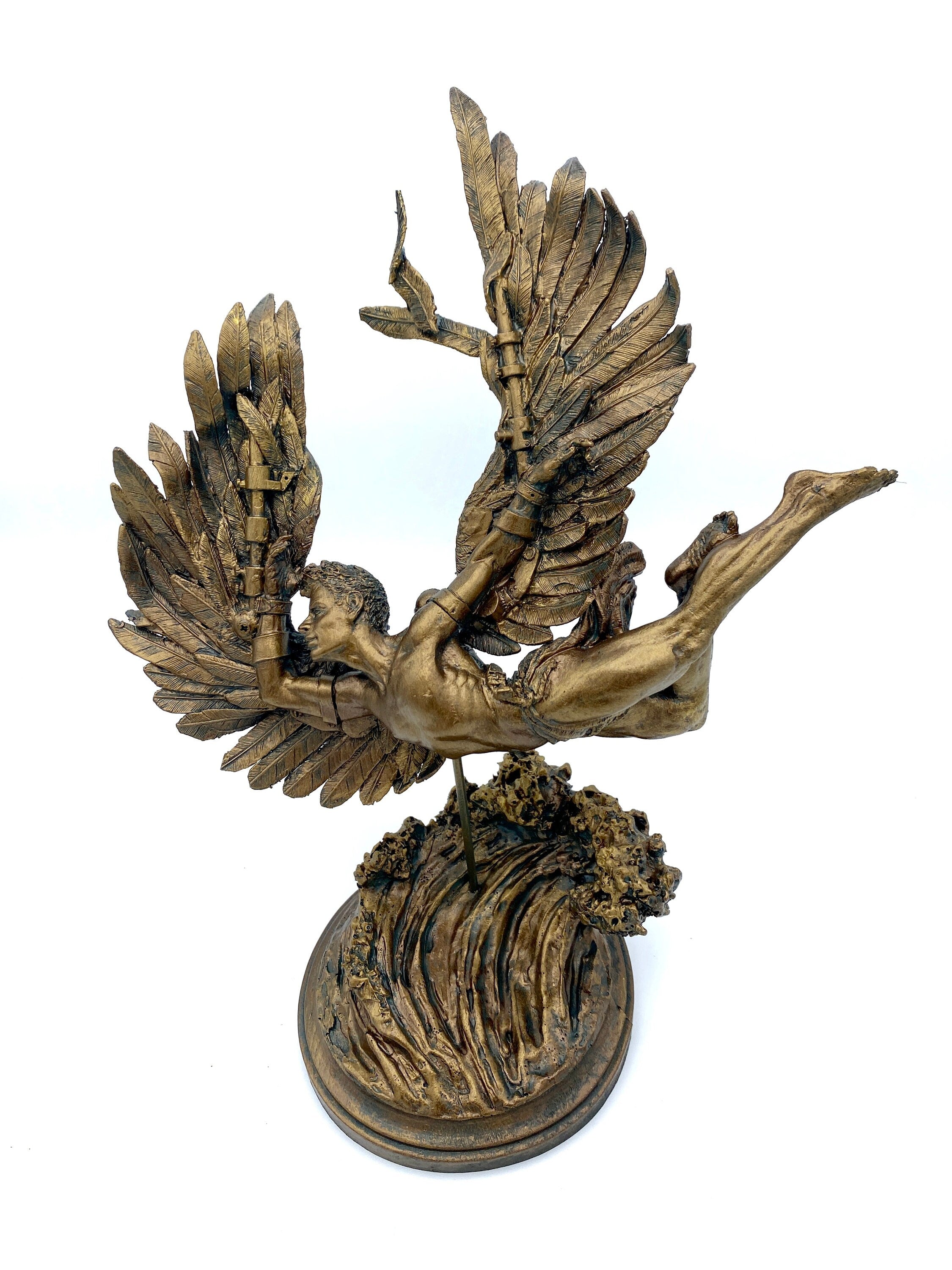 Flight of Icarus/ Fallen Angel Statue, Hand Painted Resin | Mythological Character Figurine | Myths and Legends Statue |Fantasy Art Decor