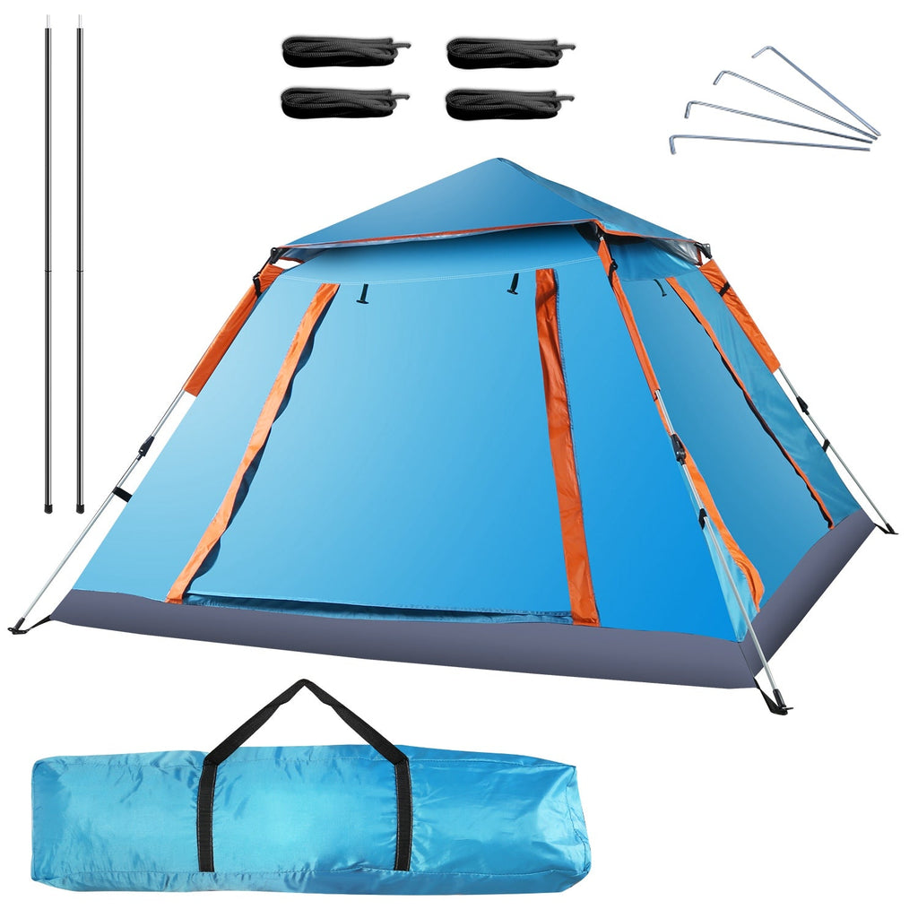 4-5 Person Camping Tent Outdoor Foldable Waterproof Tent with 2 Mosquito Nets Windows Carrying Bag for Hiking Climbing Adventure Fishing