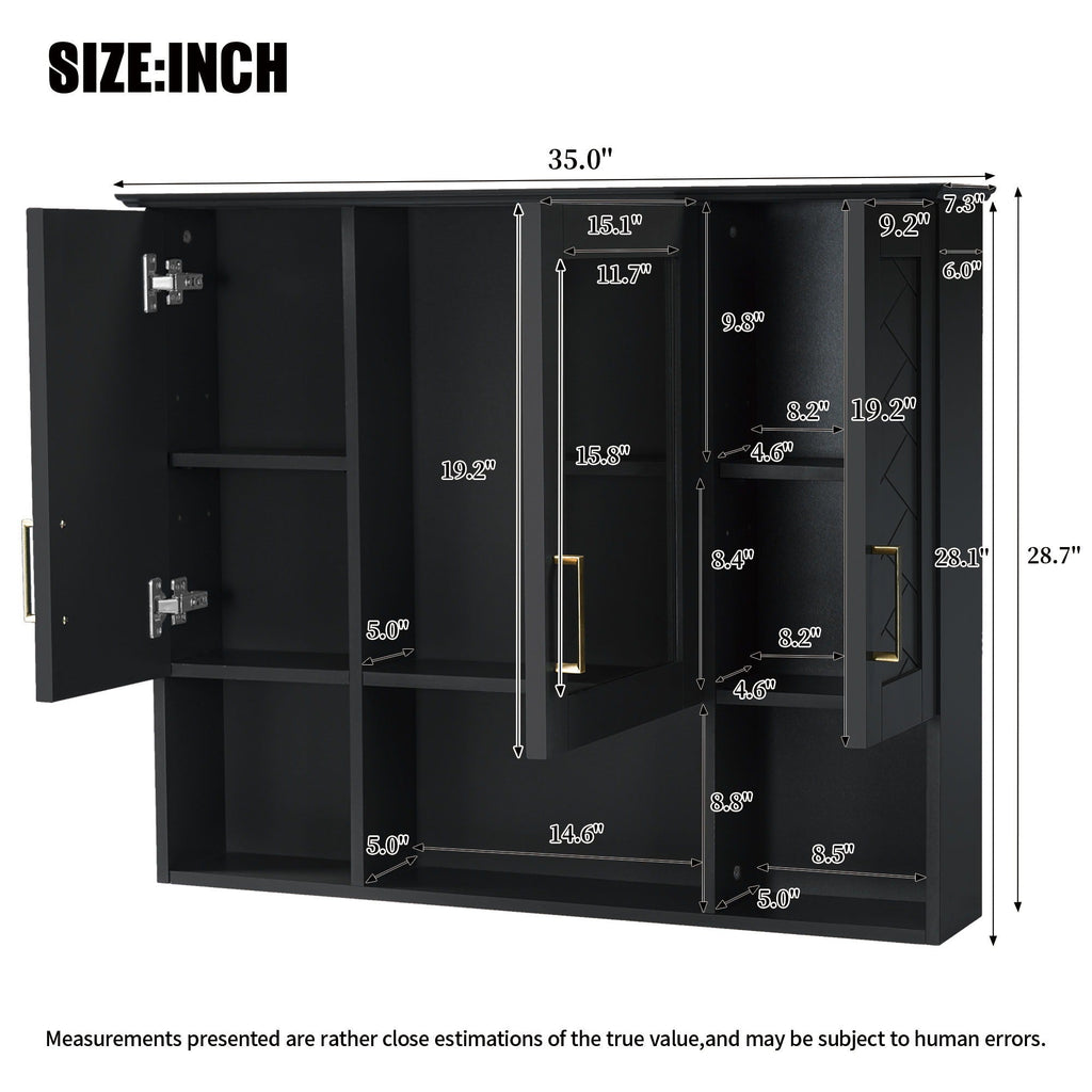 Modern Wall Mounted Medicine Cabinet With Adjustable Shelves, Soft Close Doors, High Define Mirror