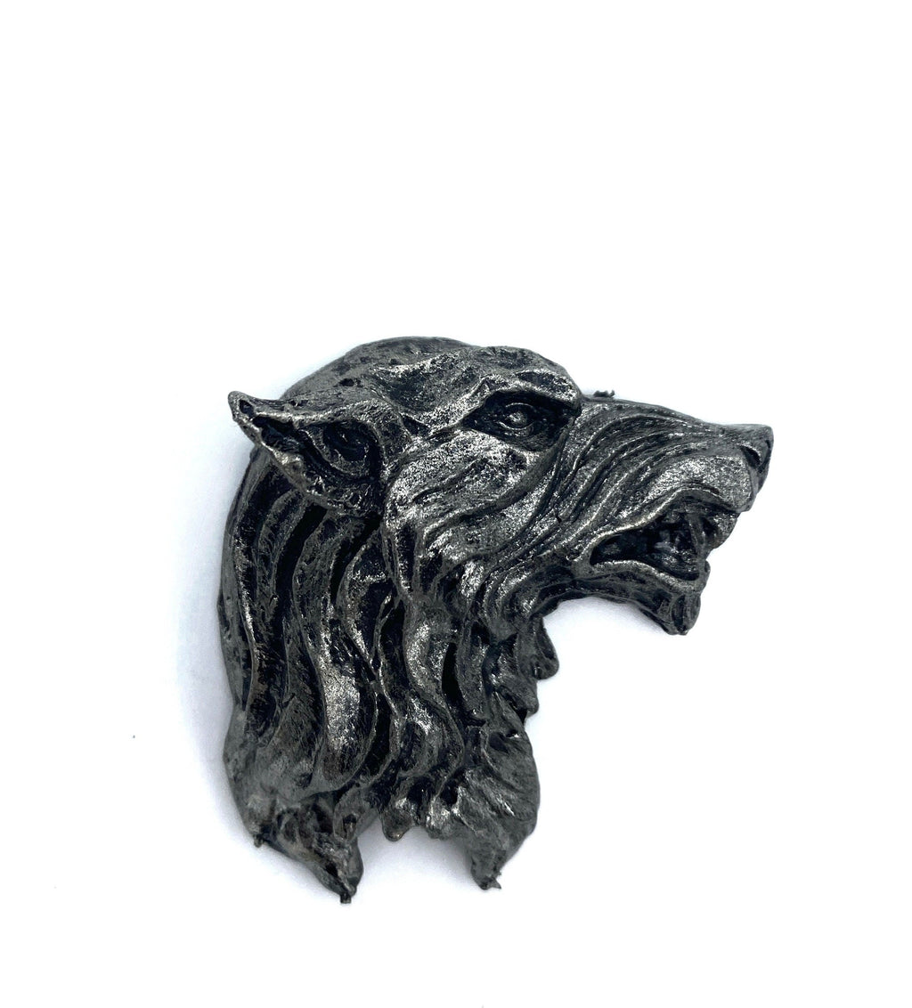 Wolf's Head Magnet, Hand Painted Resin Sculpture | Mythic Fantasy Decor | Wolf Magnet for Fantasy and Gothic Decor