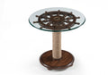Beaufort - Round Accent Table With Base And Glass Top - Dark Oak