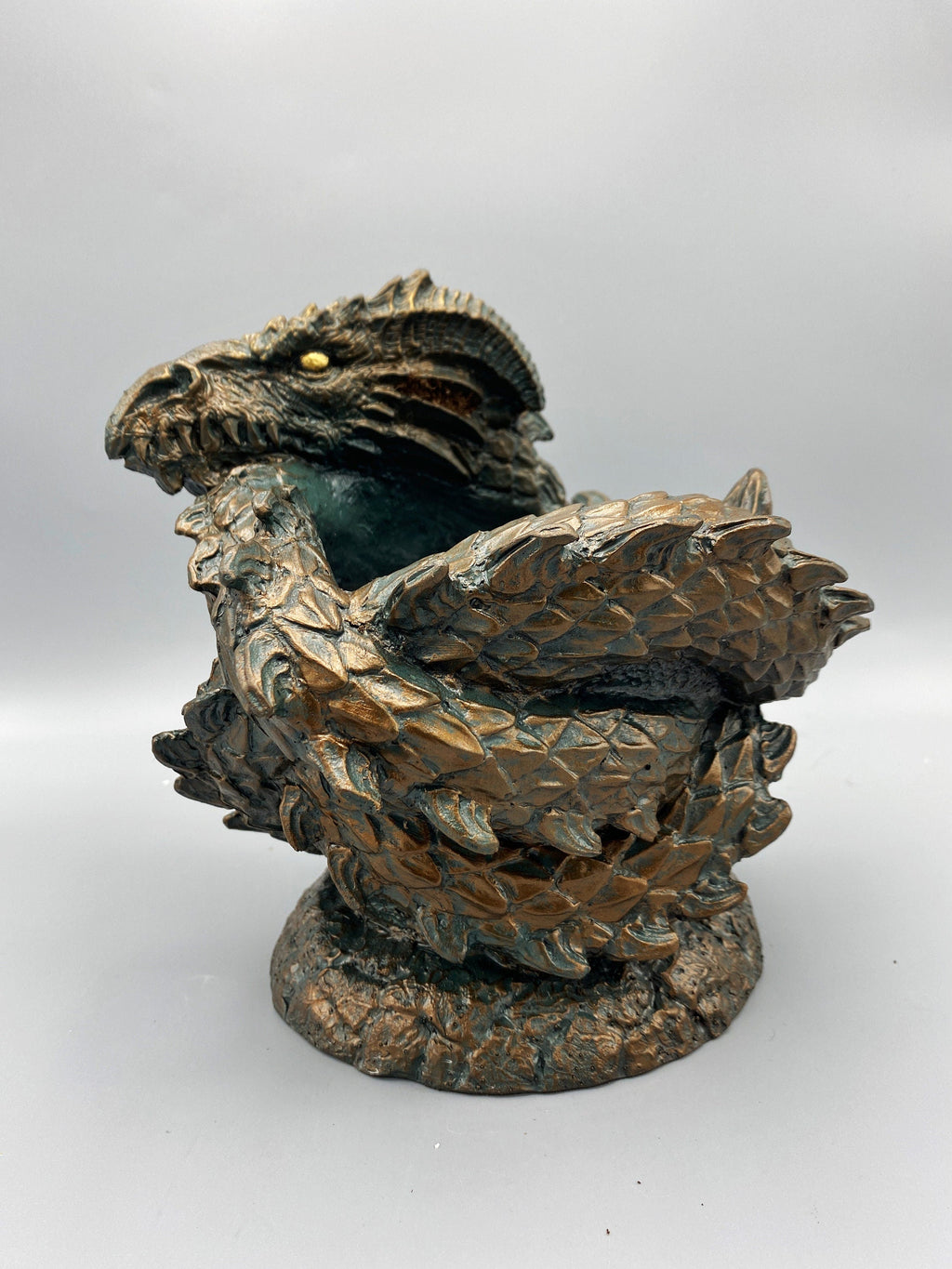 Coiled Dragon Planter, Large Version |  Unique Mythic Creature Home Decor | Resin Sculpture Snake Vase, Fantasy Art and Gothic Home Decor