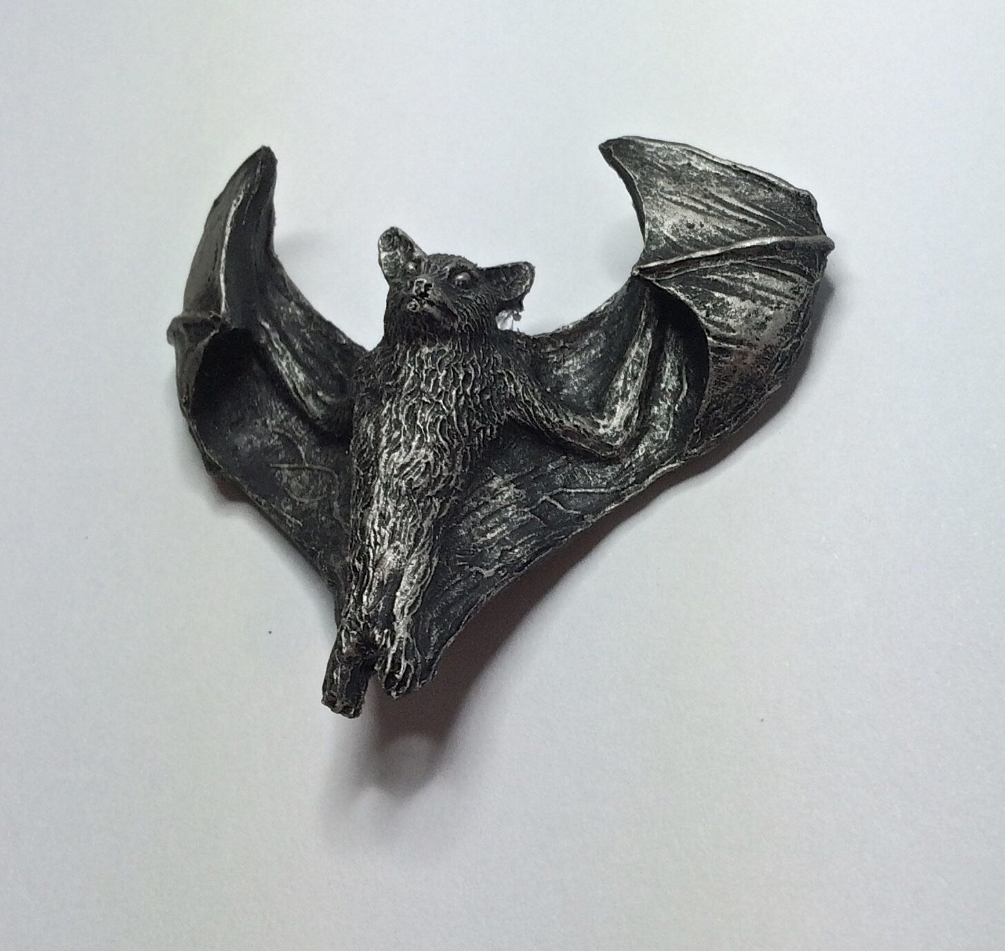 Soaring Fruit Bat Magnet, Hand Painted Resin Sculpture | Mythic Fantasy Decor | Vampire Bat Magnet for Fantasy and Gothic Decor