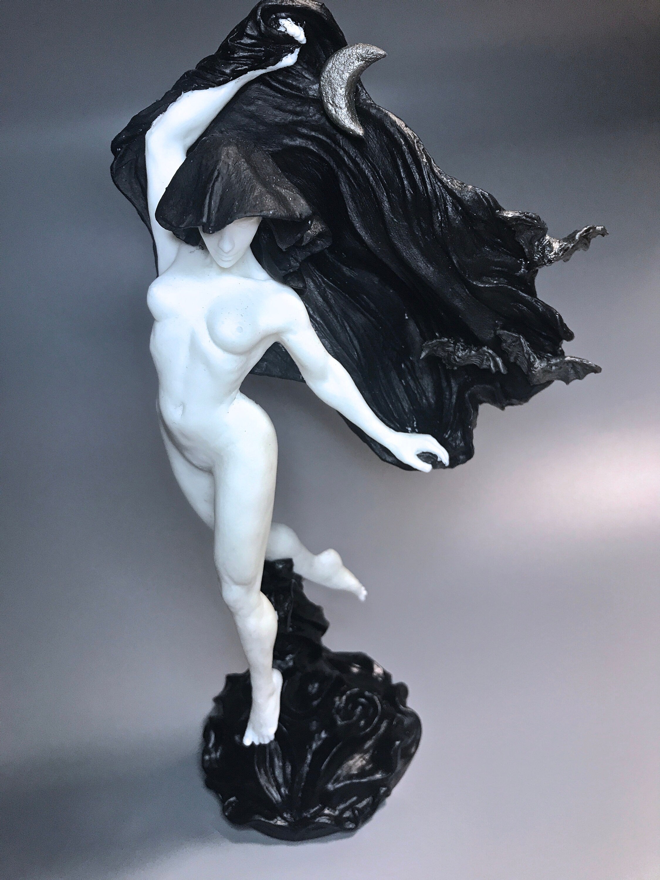 Nyx, the Goddess of the Night Statue, B&W Finish | Mythological Deities Figurine | Myths and Legends Character| Mythic Art for Gothic Decor