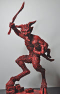 Krampus II Statue, Hand Painted Resin Red Finish | Mythical Creature Figurine | Unique Dark Christmas Demon, Gothic Folklore Decor