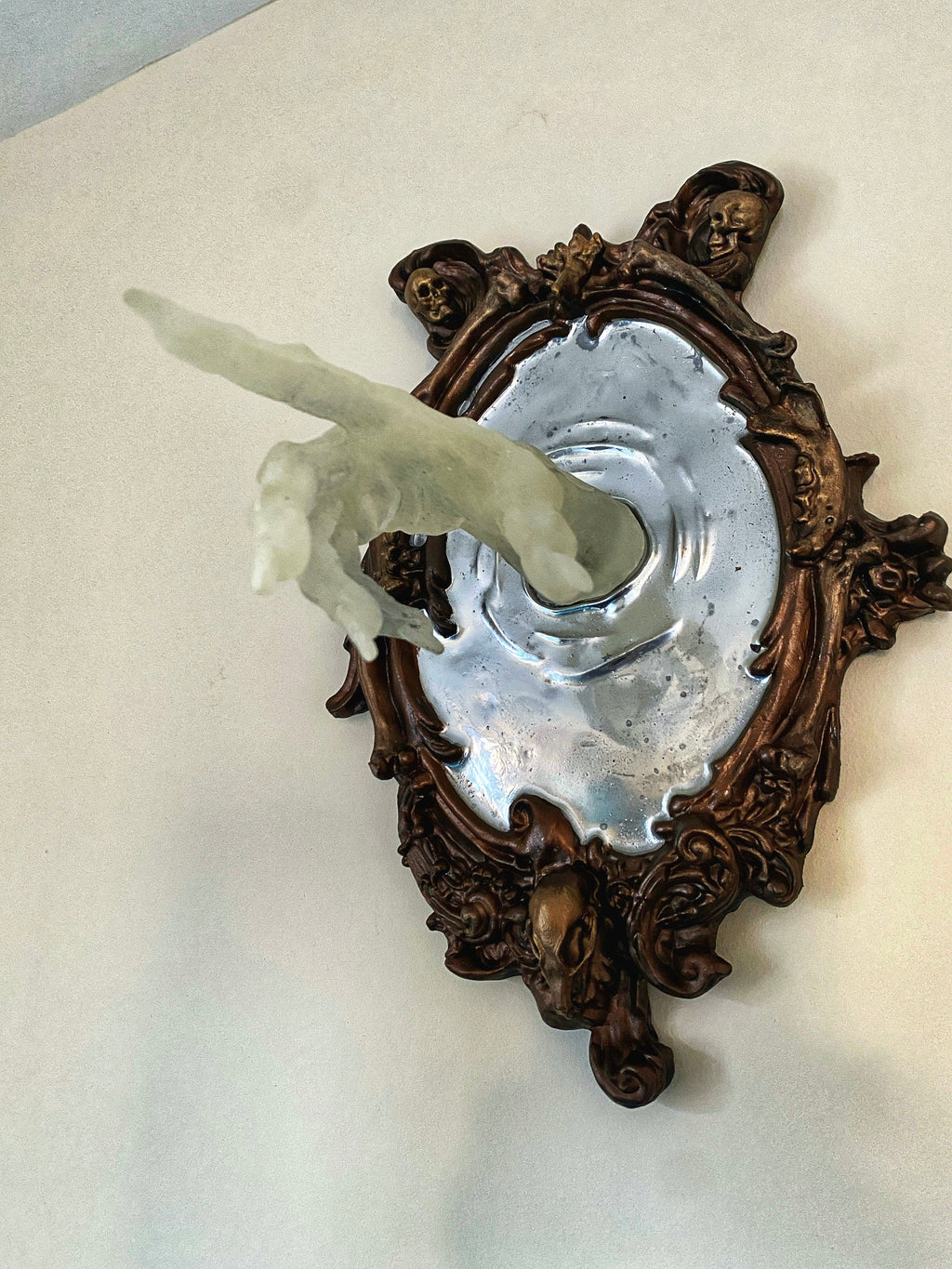Spectral Hand Wall Plaque, Large Version, Glow in the Dark | Victorian Gothic Haunted Wall Art |Ghost Hand for Halloween, Spooky Home Decor