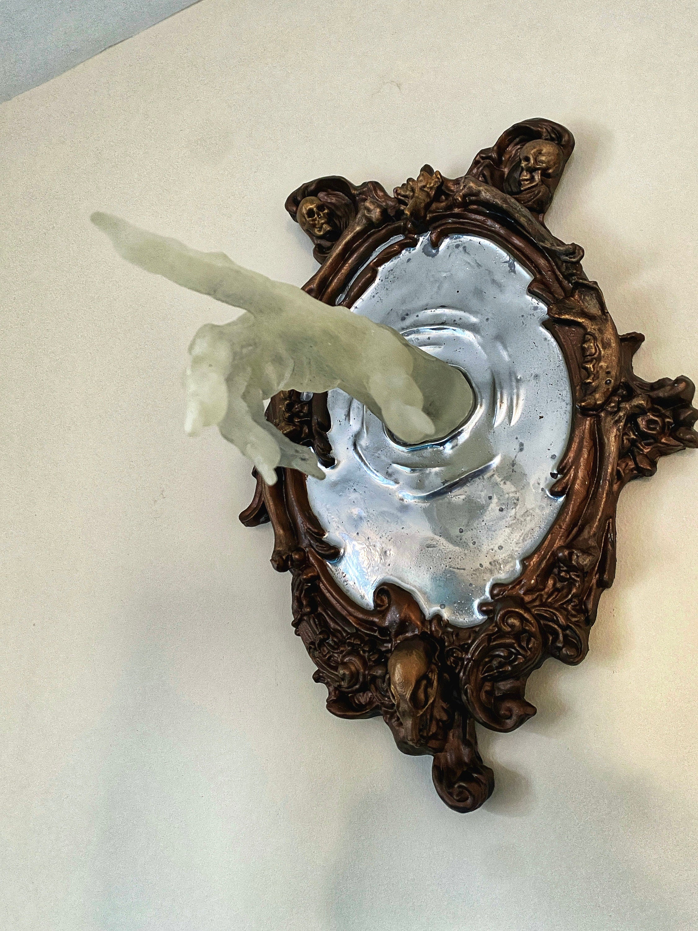 Spectral Hand Wall Plaque, Large Version, Glow in the Dark | Victorian Gothic Haunted Wall Art |Ghost Hand for Halloween, Spooky Home Decor