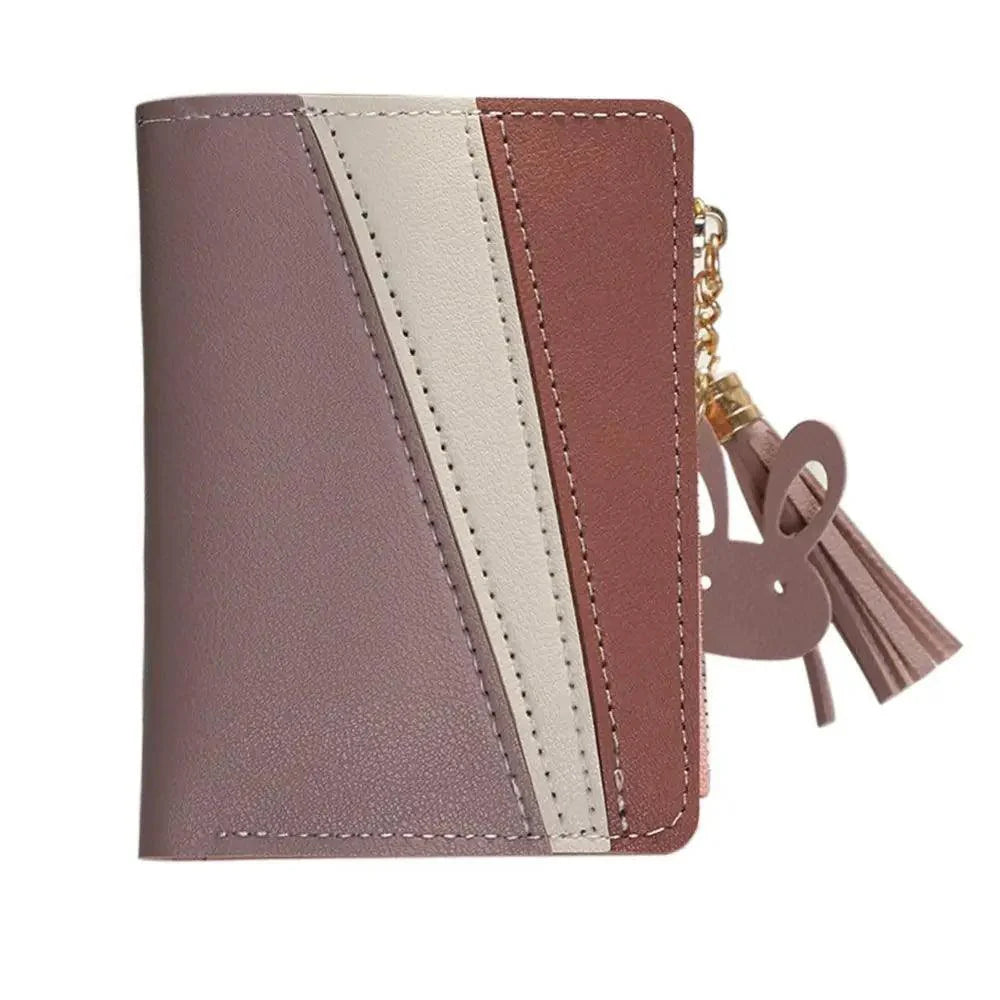 Charming Hit Color Short Tassels Wallets,Bags Zipper PU Leather, Card Holder, Pendant Coin Purse, Card Cash Clutch For Women And Girls