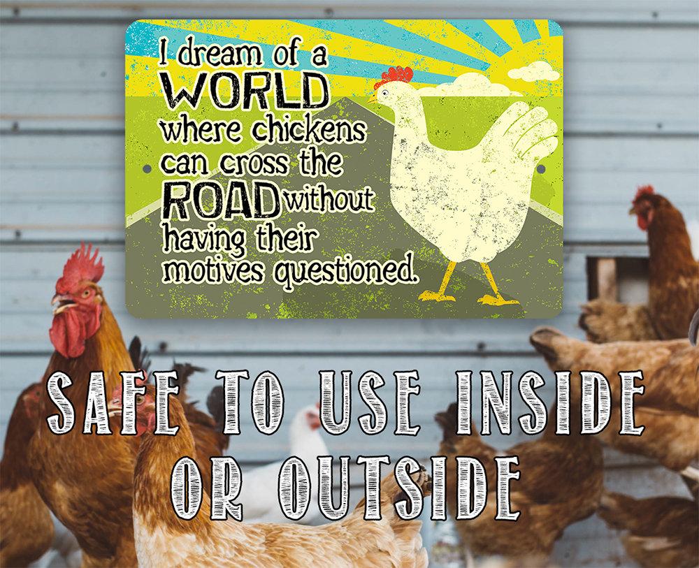 Chicken Cross The Road - Metal Sign