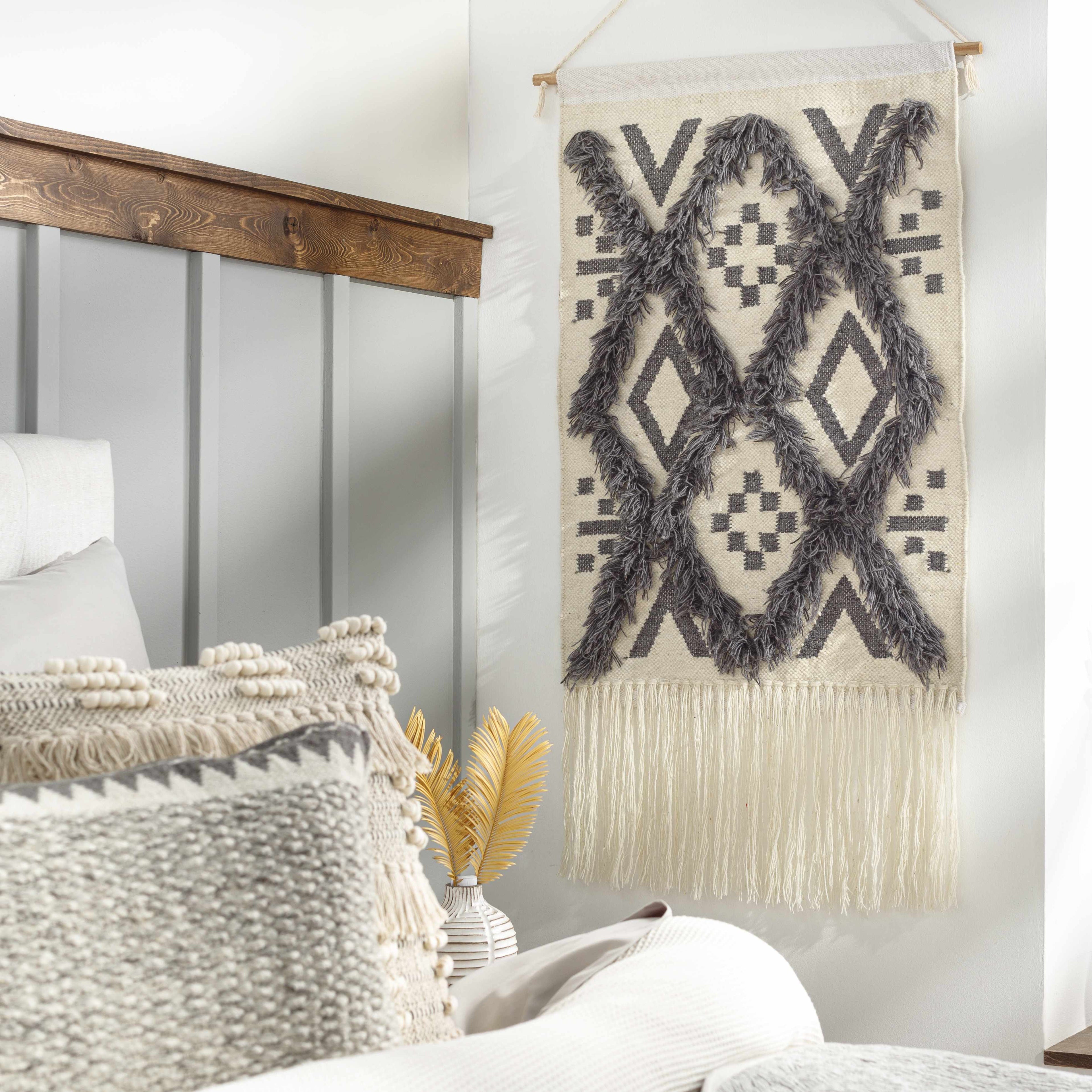 Chapelton Gray Geometric Textured Wall Hanging - Clearance