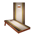 Classic Stripes Dark Wood Ivory and Gold Silver Series Cornhole Boards
