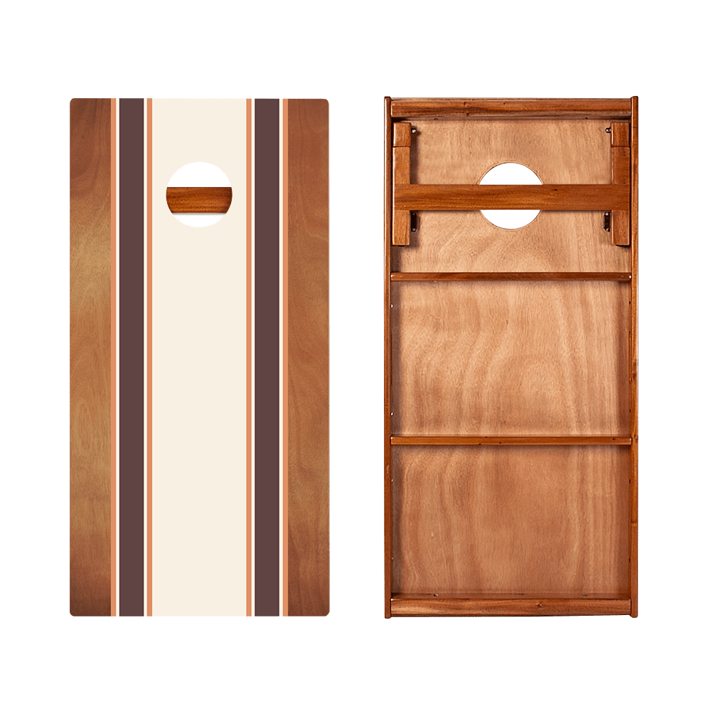 Classic Stripes Mahogany Brown and Orange Silver Series Cornhole Boards