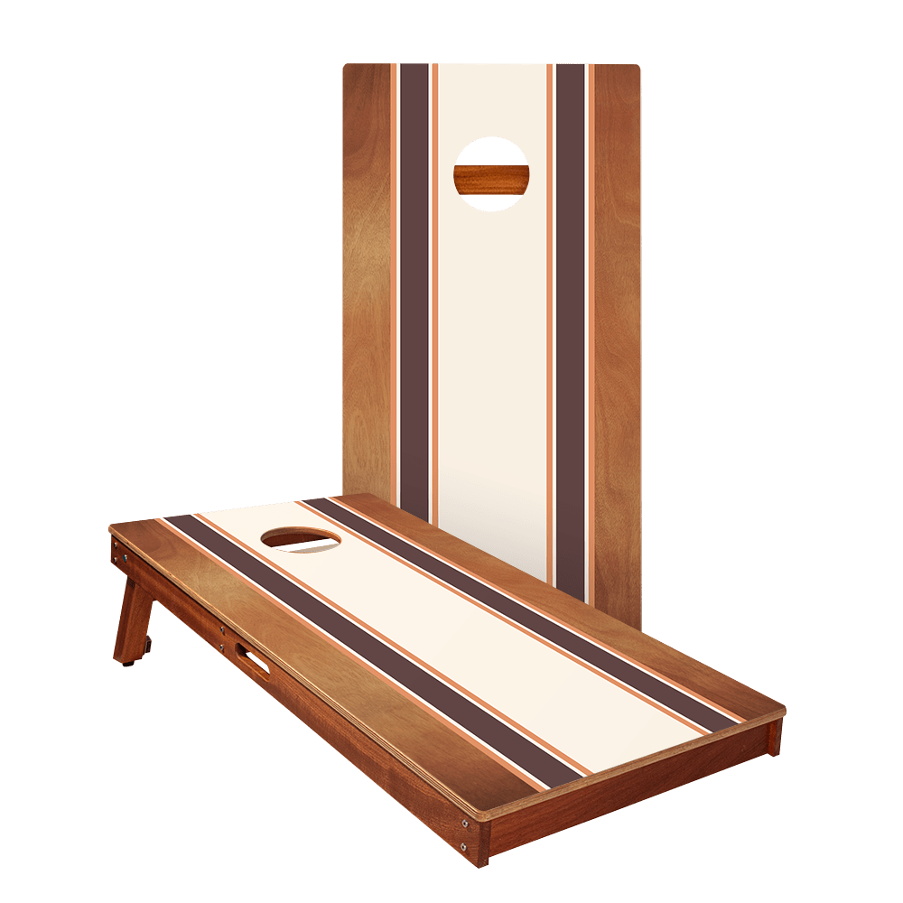Classic Stripes Mahogany Brown and Orange Silver Series Cornhole Boards