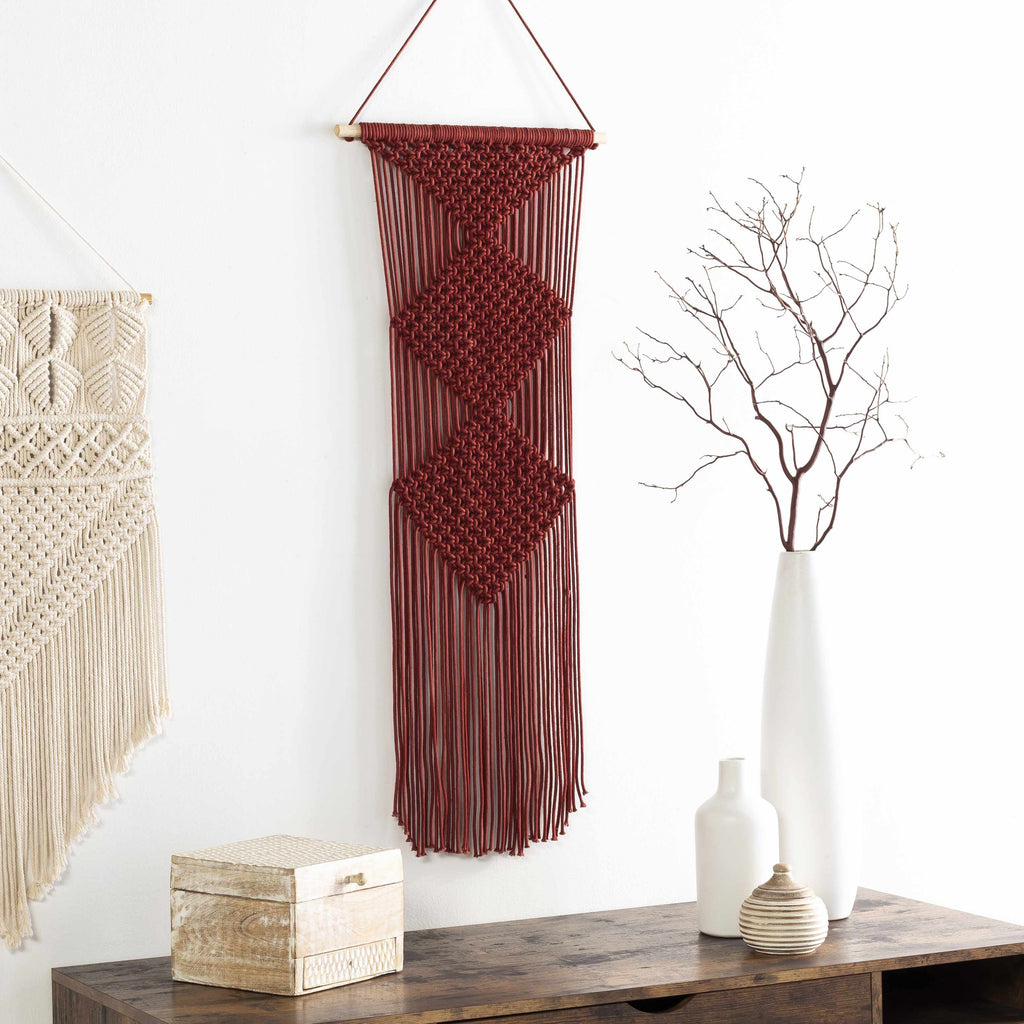 Columbio Rust Macramé Wall Hanging Decor - Clearance