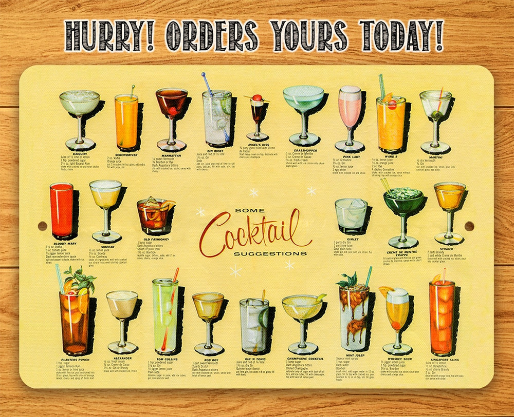Cocktail Suggestions - Metal Sign