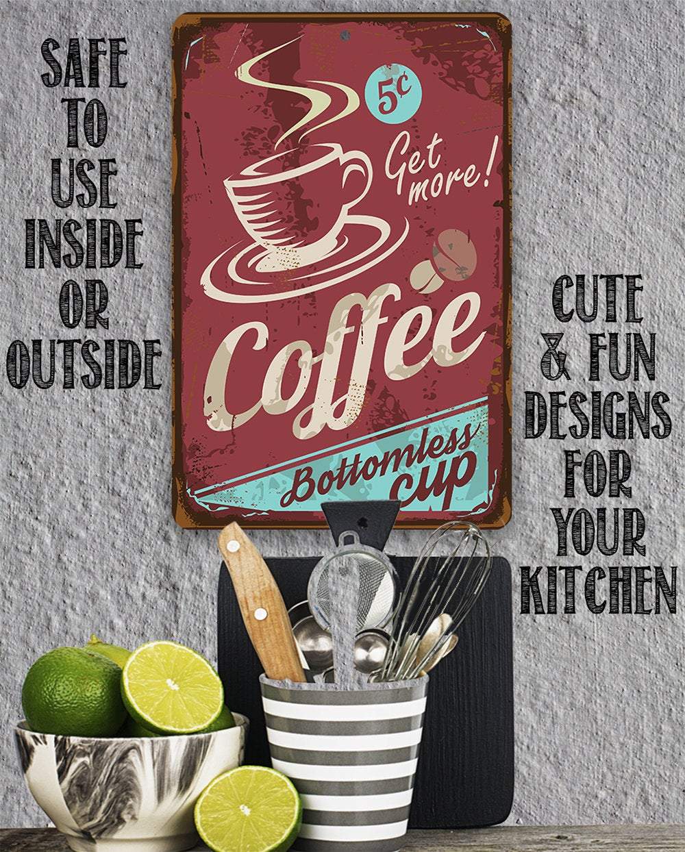 Coffee Bottomless Cup - Metal Sign
