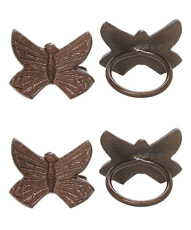 Vibhsa Antique Butterfly Napkin Rings | Set of 4, Handcrafted Aluminum