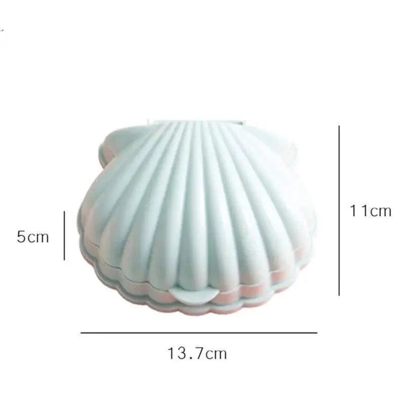 Creative Portable Shell Shape Soap Box Bathroom Drain Soap Holder Travel Soap Protect Case Bathroom Accessories Soap Dish Container with Lid with Drainer Seashell Soap Box Portable Soap Bar Holder Soap Tray Soap Saver Box Case For Home Travel