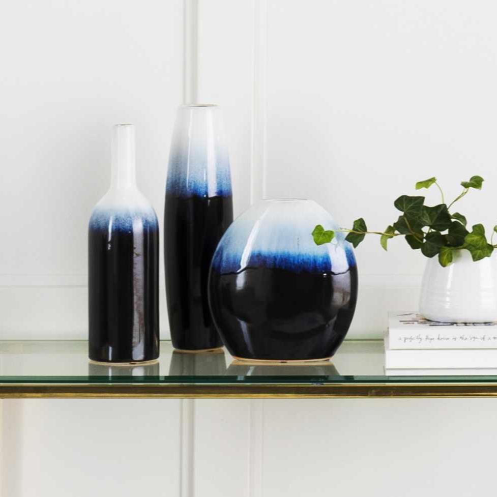 Pitfour Blue White Ceramic Outdoor Vase Set