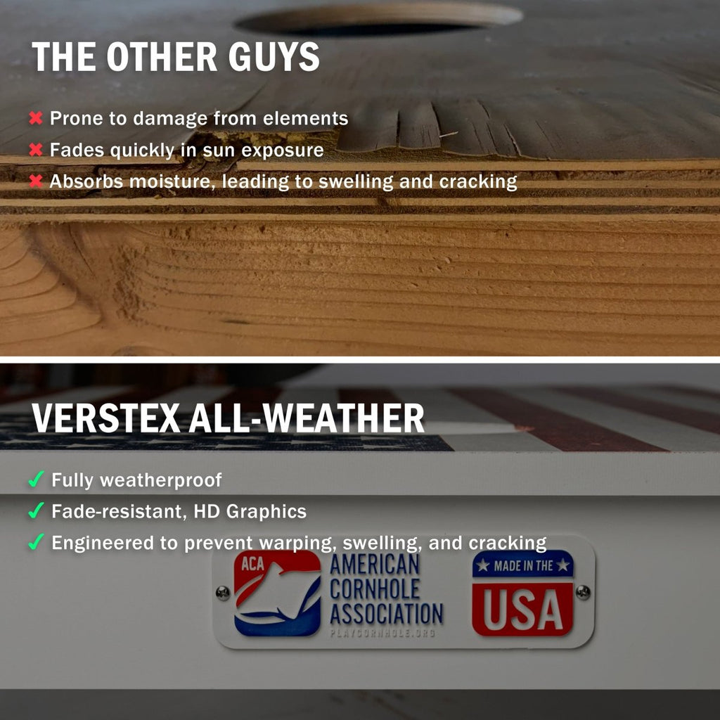 Brown Wood Teak Versatex All-Weather Cornhole Boards