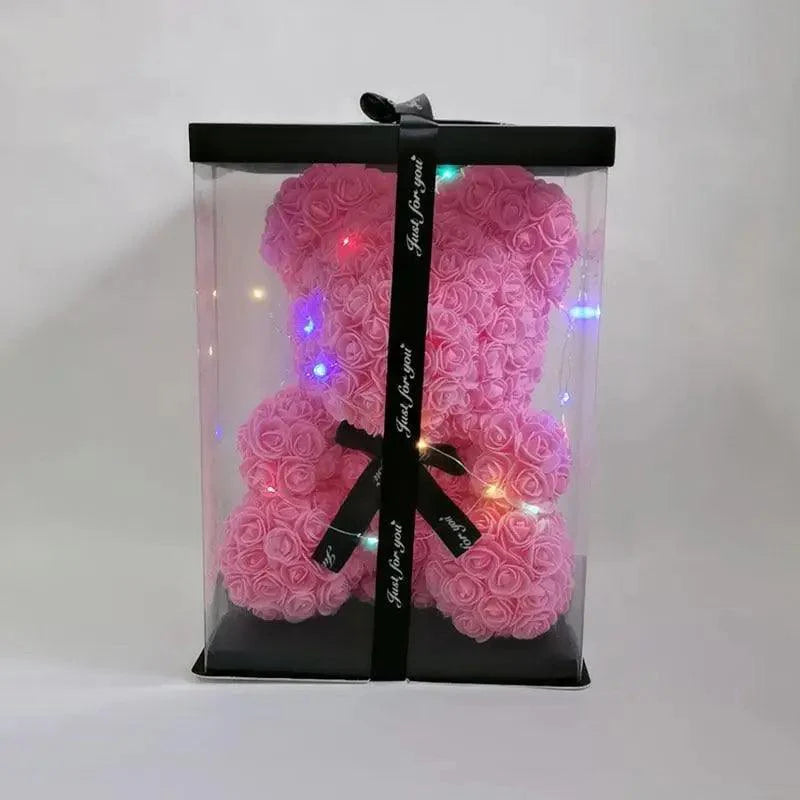 Cute artificial rose flower teddy bears gift box for home decor - Christmas Valentine's Day wedding day presents