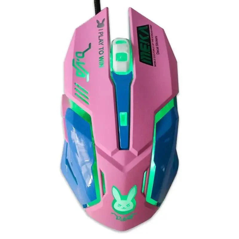 Cute Gaming USB Wired Mouse Girls Pink Computer Professional 2400 DPI Mouse Colorful Silent Mouse For PC