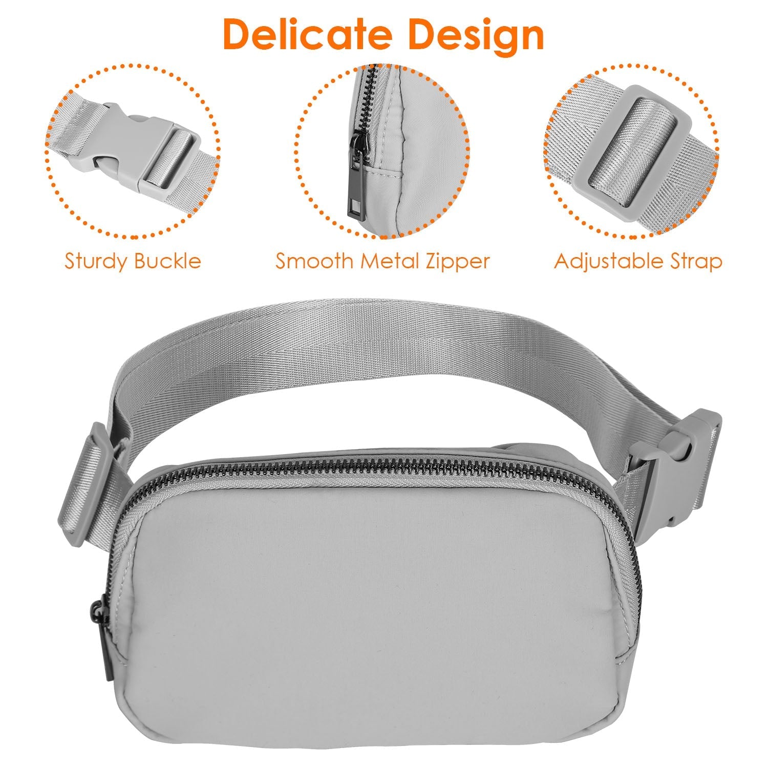 Sport Fanny Pack Unisex Waist Pouch Belt Bag Purse Chest Bag for Outdoor Sport Travel Beach Concerts Travel 20.86in-35.03in Waist Circumference with A