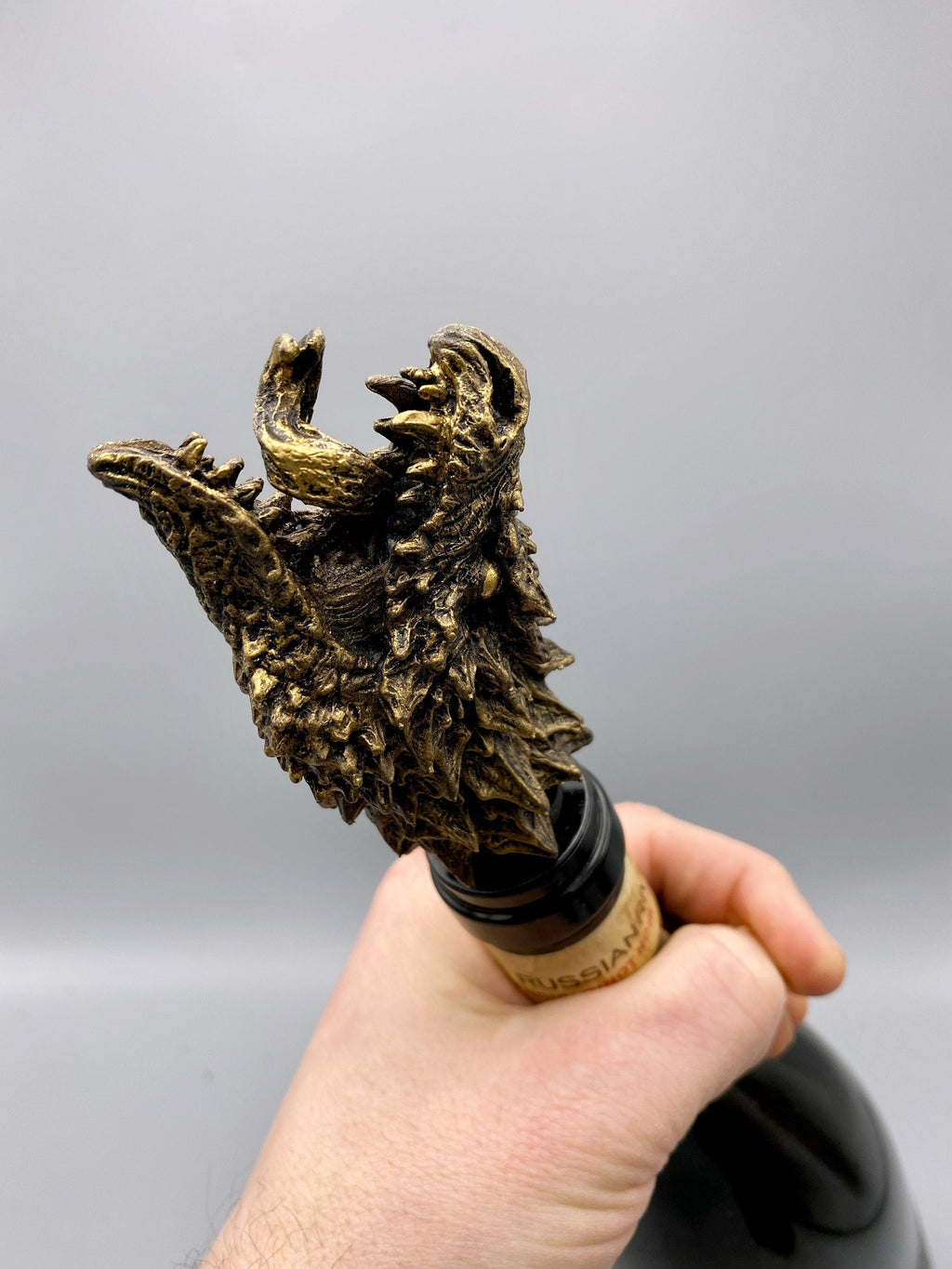 Dragon Winestopper, Hand Sculpted Resin,  Mythic Fantasy Art Barware | Legendary Dragon Bottle Stopper | Fantasy Wine and Barware Gift