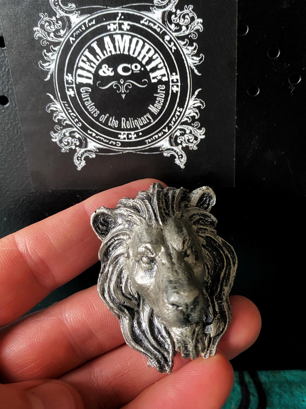 Lion's Head Magnet, Hand Painted Resin Sculpture | Mythic Fantasy Decor | Lion Magnet for Fantasy and Gothic Decor