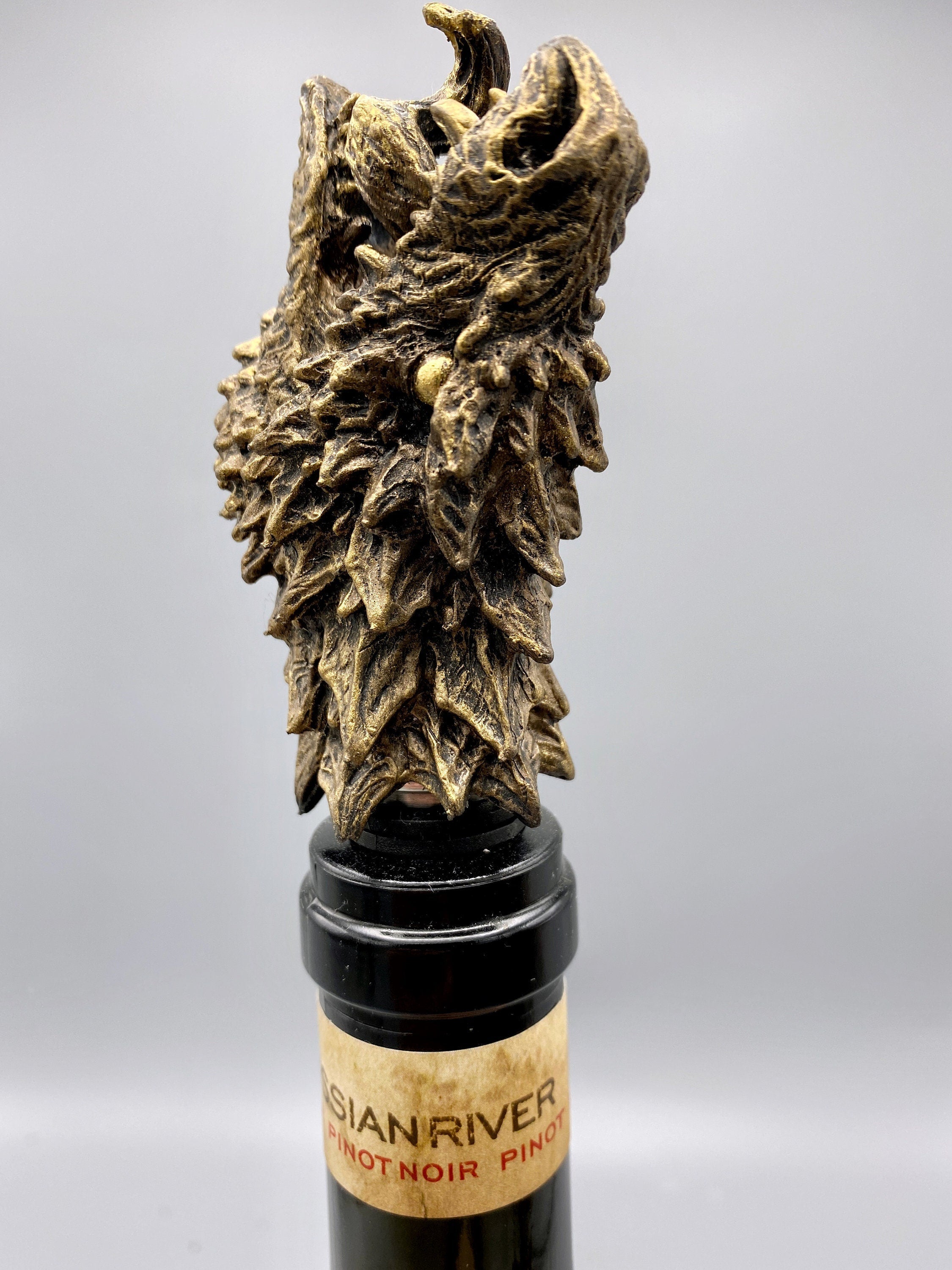 Dragon Winestopper, Hand Sculpted Resin,  Mythic Fantasy Art Barware | Legendary Dragon Bottle Stopper | Fantasy Wine and Barware Gift