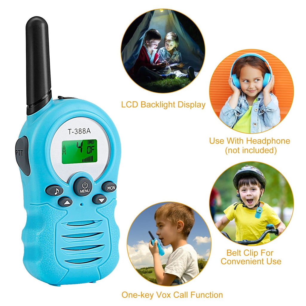 Kid Walkie Talkies 22 Channels 2 Way Radio Gift Toy Backlit LCD 3KMs Range Walky Talky Adventures Camping Hiking