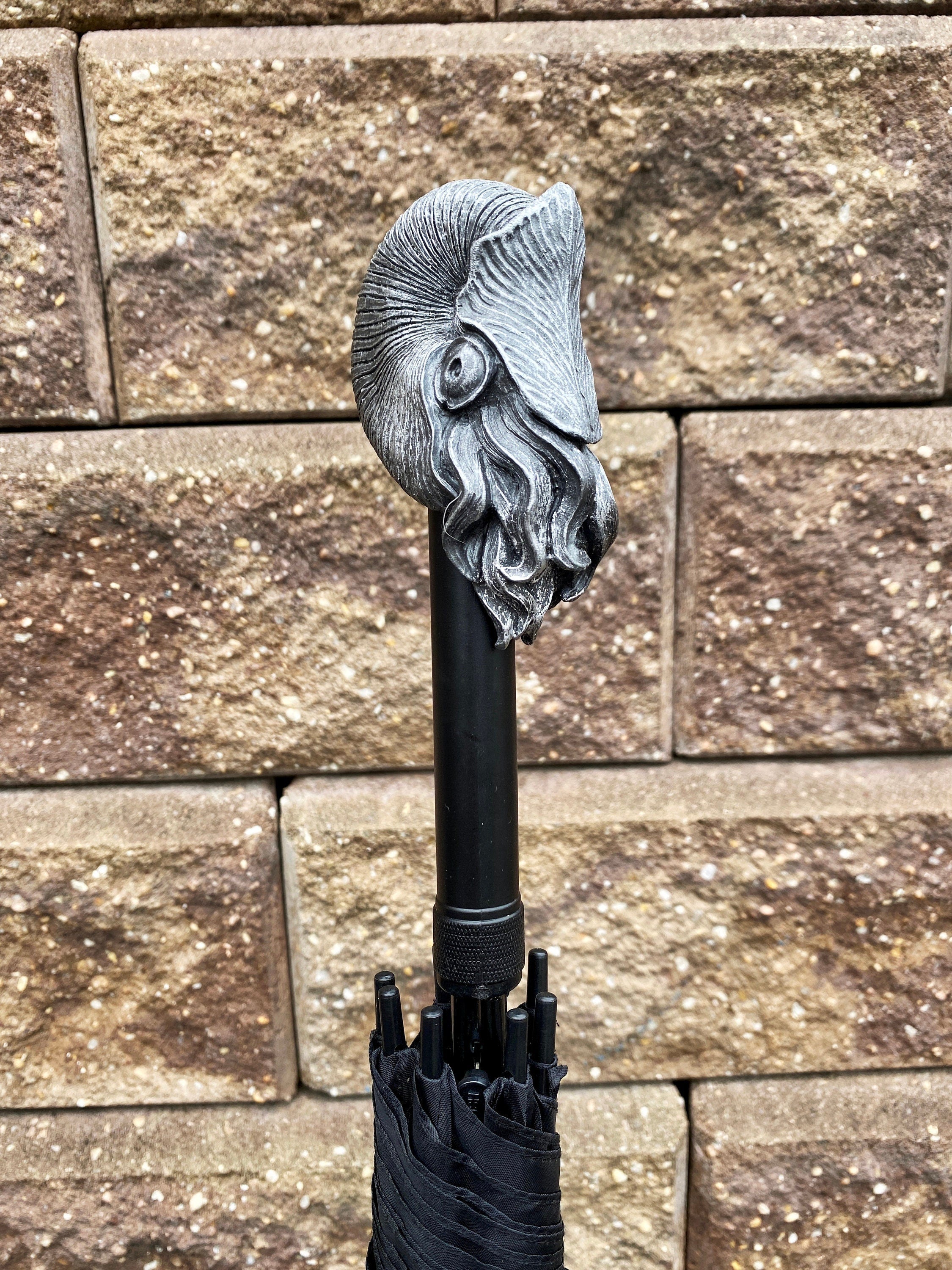 Nautilus Umbrella,Hand Sculpted Resin | Nautical Fossil Umbrella | Fantasy Natural History Parasol, Maritime Gothic Accessory