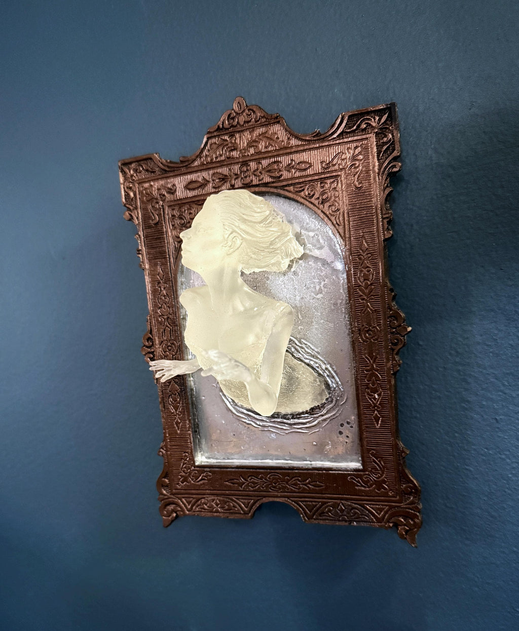 Ghost in the Mirror Wall Plaque, Glow in the Dark Resin | Victorian Gothic Haunted Wall Art |  Gift for Halloween and Spooky Home Decor