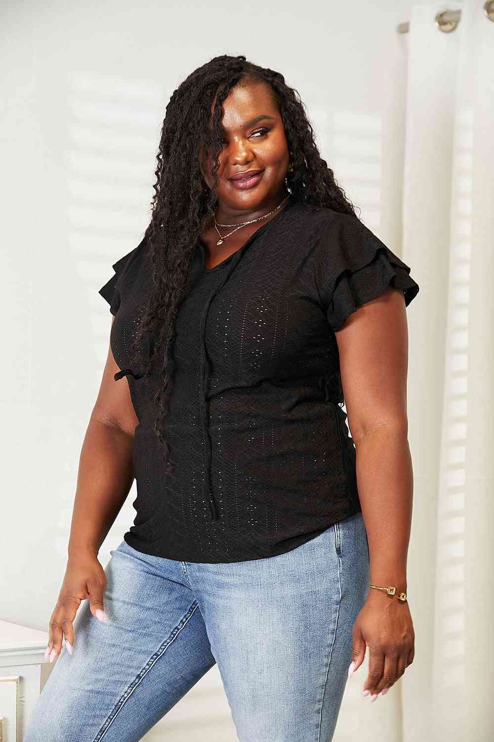 Flutter Sleeve Top – Exquisite Elegance Women's Blouse