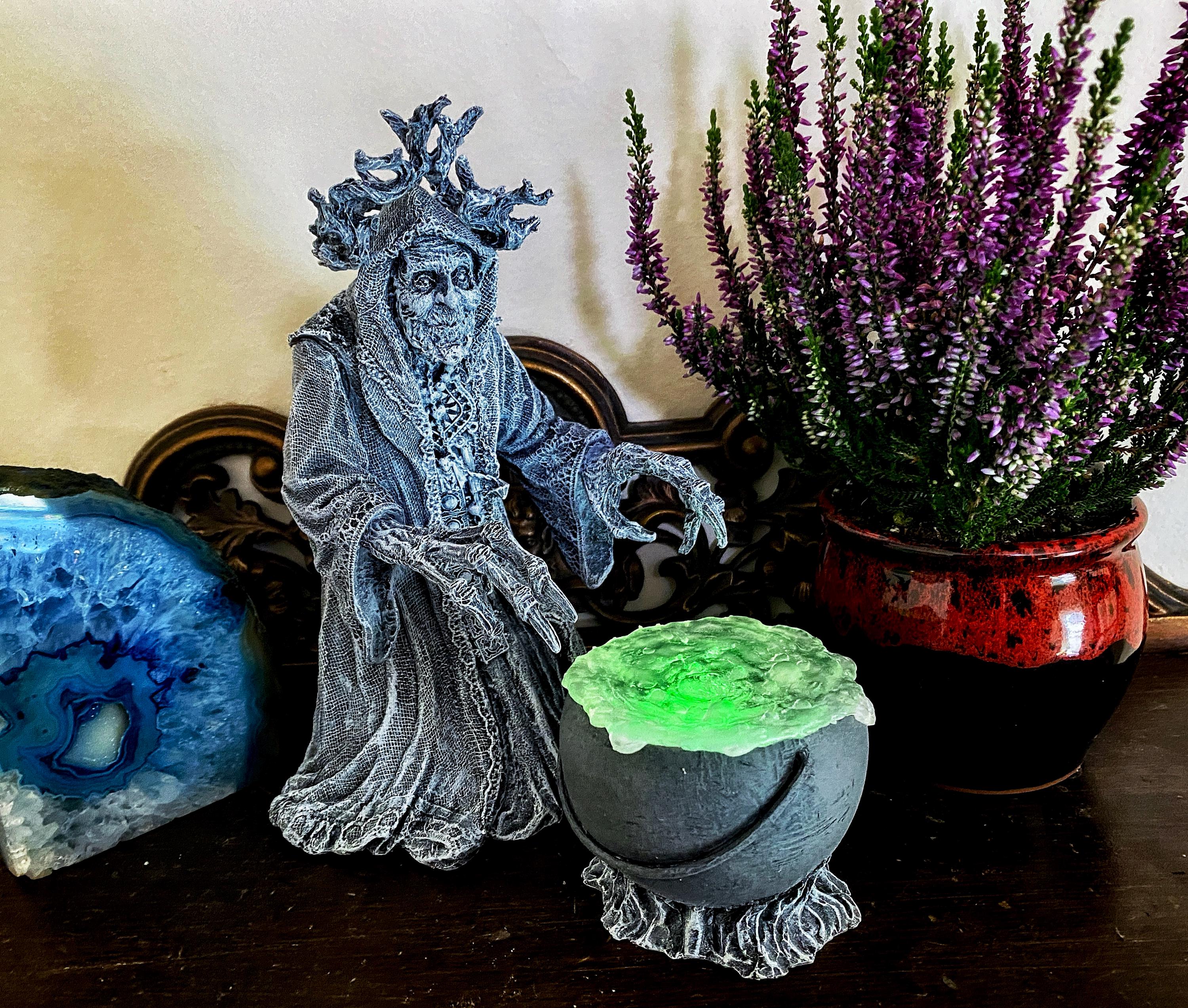 Gryla the Witch Statue, Hand Painted Resin Sculpture | Rustic Folklore Crone Figurine | Spooky Home Decor for Halloween Dark Christmas
