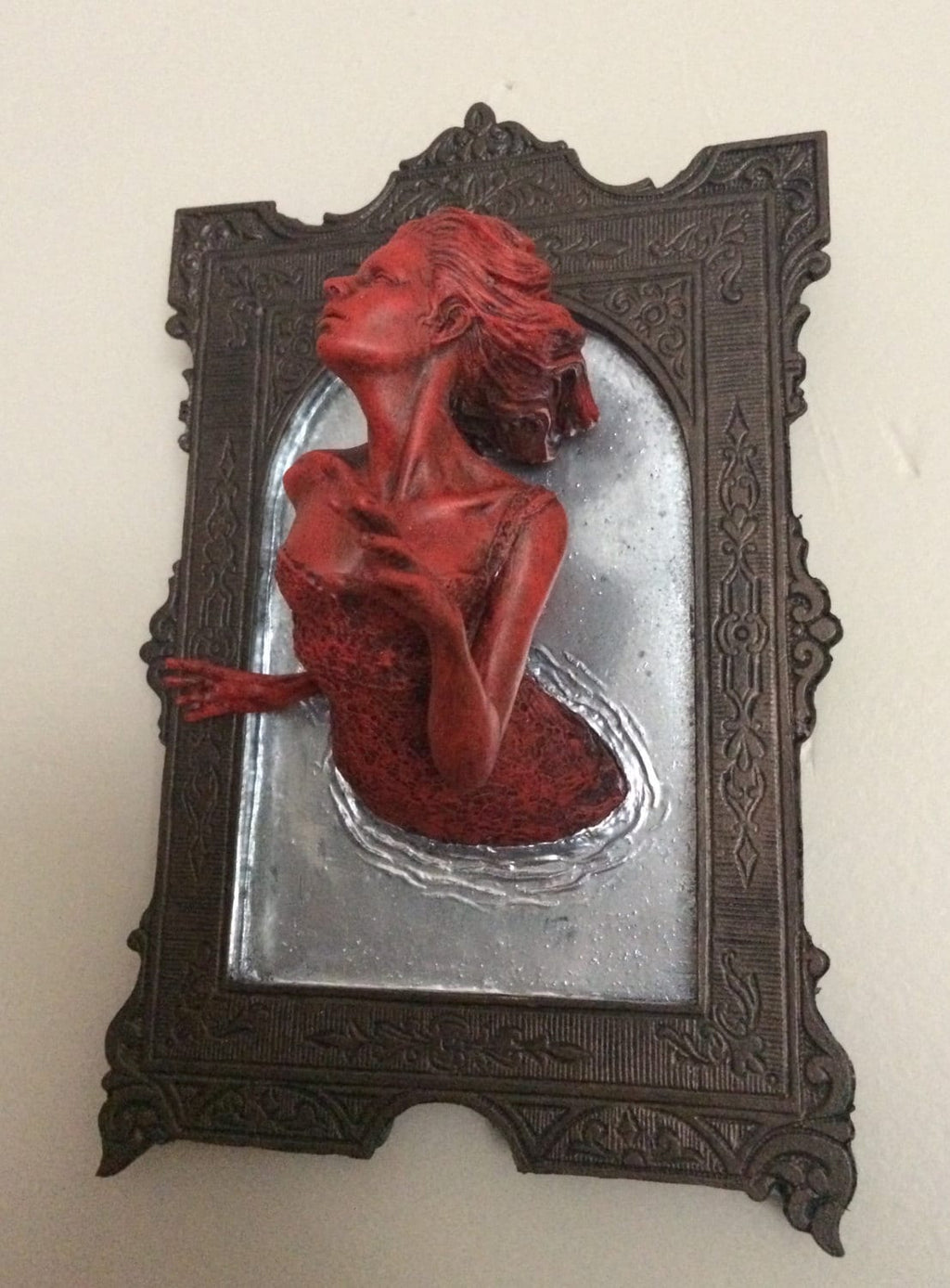 Ghost in the Mirror Wall Plaque, Bloody Mary Version, Resin | Victorian Gothic Haunted Wall Art |  Gift for Halloween and Spooky Home Decor