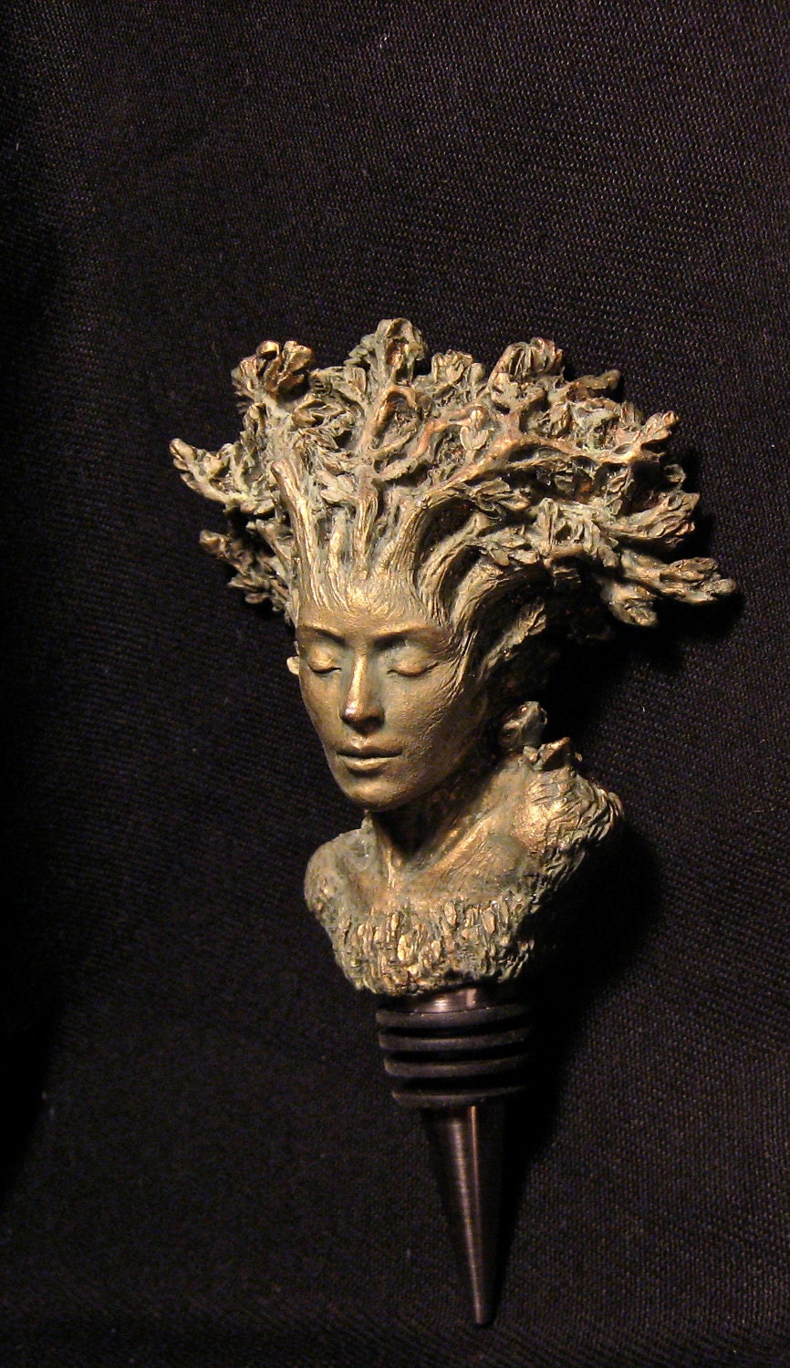 Dryad Winestopper, Hand Sculpted Resin,  Mythic Fantasy Art Barware | Legendary Creature Bottle Stopper | Fantasy Wine and Barware Gift
