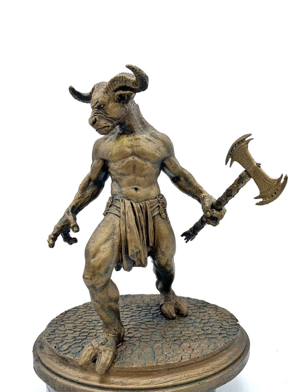 Minotaur Statue, Hand Painted Resin Sculpture | Mythical Creature Figurine | Unique Legendary Minotaur Monster Figurine. Fantasy Art Decor