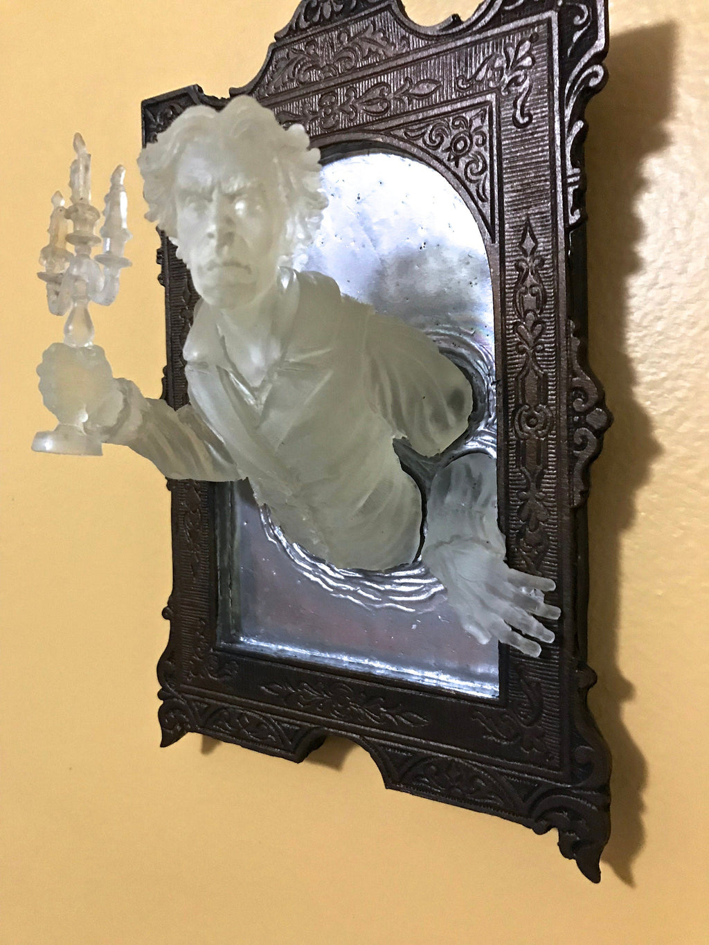 Gentleman Ghost in the Mirror Wall Plaque, Glow in the Dark Resin| Victorian Gothic Haunted Wall Art | for Halloween and Spooky Home Decor