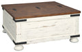 Wystfield - Cocktail Table with Storage - White / Brown