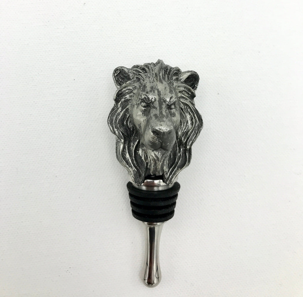Lion Head Winestopper, Hand Sculpted Resin, Mythic Fantasy Art Barware | Gothic Lion Bottle Stopper | Fantasy Wine and Barware Gift
